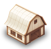 A modern barn with a large garage door