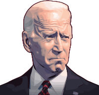 Illustration of Joe Biden in a suit with a serious expression
