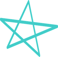Teal star icon on a black background