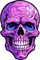 Stylized skull with pink and blue neon colors