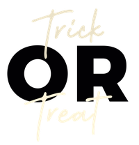 Trick or treat text on a black background