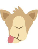 Cartoon camel face with tongue out
