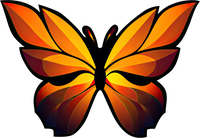 Stylized orange and yellow butterfly on a black background