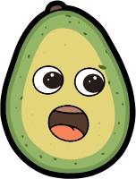 Cartoon avocado with a shocked expression