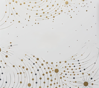 White background with gold and black dots