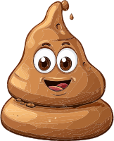 A smiling pile of brown poop with large eyes and a cheerful expression.