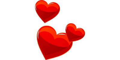 Three red hearts on a black background