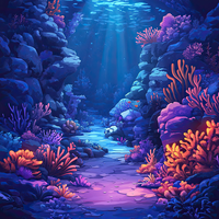 Illustration of a vibrant underwater scene with coral and sea life