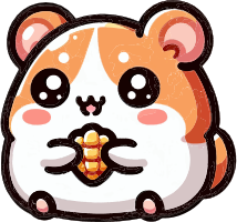 A cartoon hamster eating honey
