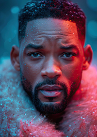 A man with a fur coat and a serious expression