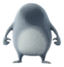 A gray creature with a large white belly