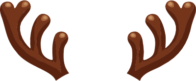 Cartoon reindeer antlers on a black background