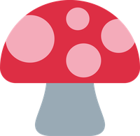 Cartoon red mushroom with white spots