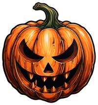 Carved pumpkin with a menacing face