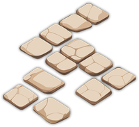 Beige stone tiles with cracks arranged diagonally