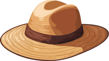 Illustration of a straw hat with a brown band