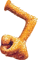 Pixelated orange number 7 on a black background