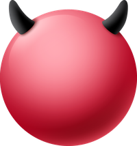 Red emoji with black devil horns on a transparent background