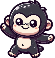 Cartoon monkey with a big smile and outstretched arms