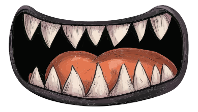 Cartoon monster mouth with sharp teeth