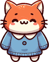 Cartoon fox in blue sweater with smiling face