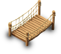 3D rendered wooden bridge with railings