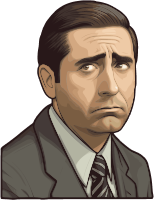 Illustration of a man with dark hair, wearing a gray suit and striped tie, looking to the right with a serious face.