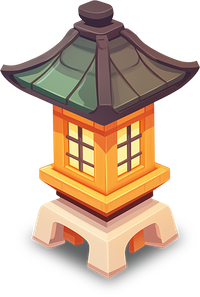 Illustration of an Asian lantern on a stone base