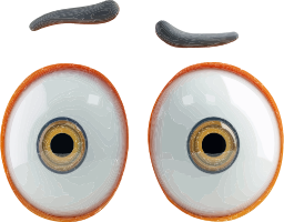 Cartoon eyes with eyebrows on a transparent background