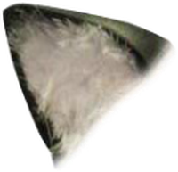 A pixelated triangle with a gray surface and multicolored edges on a black background.