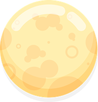 Cartoon moon with yellow and orange tones