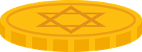 A golden coin with the Star of David engraved on it