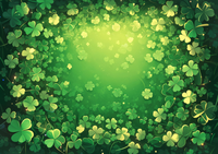 A radiant green clover background with shamrocks