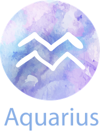 Aquarius zodiac sign symbol on a pastel watercolor background