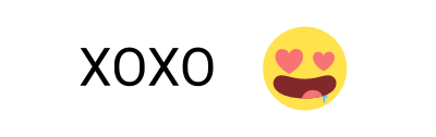 Speech bubble with XOXO and kissing face emoji