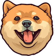 Cartoon Shiba Inu dog face with a big smile