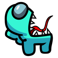 Cartoon crewmate with open mouth and visible teeth