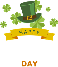 Saint Patrick's Day greeting with top hat and shamrocks