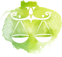 Libra symbol on a green watercolor background