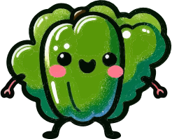 Cartoon green pepper with a smiling face