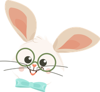 Cartoon bunny with glasses and bow tie