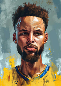 Digital painting of a male basketball player with a yellow jersey