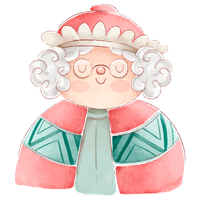 Watercolor illustration of Mrs. Claus