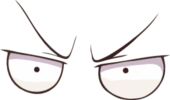 Angry cartoon eyes with thick eyebrows