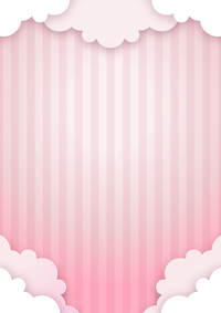Pastel pink background with white clouds and vertical stripes