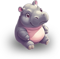Cartoon hippopotamus with a friendly expression