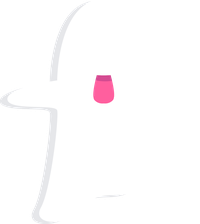 A white cartoon ghost with a playful face and outstretched arms
