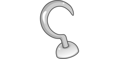 Silver fishhook on a black background