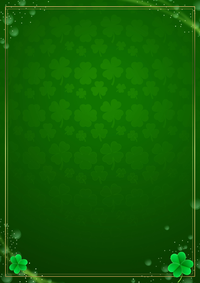 Green background with shamrocks in the corners