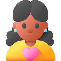 Cartoon woman with a heart on her yellow shirt